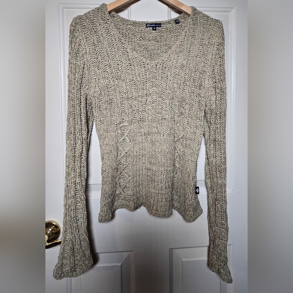 Bisou Bisou Women's V-Neck Sweater in Beige